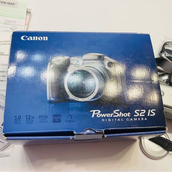 Canon PowerShot S2 IS 5.0MP Digital Camera Box Manuals Accessories Untested - Picture 16 of 16